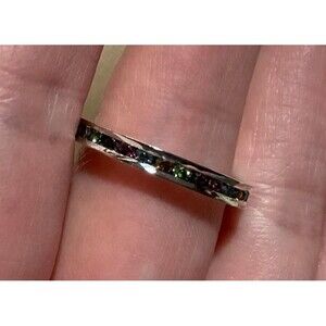 Sterling Silver Eternity Ring with Multi-Colored Rhinestones Size 9